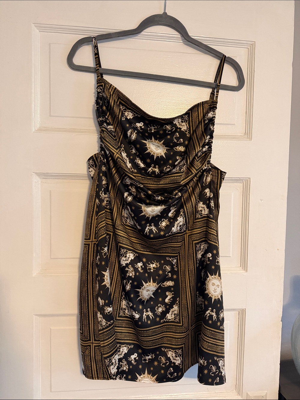 DANIELLE BERNSTEIN Black and Gold Celestial Mini Dress